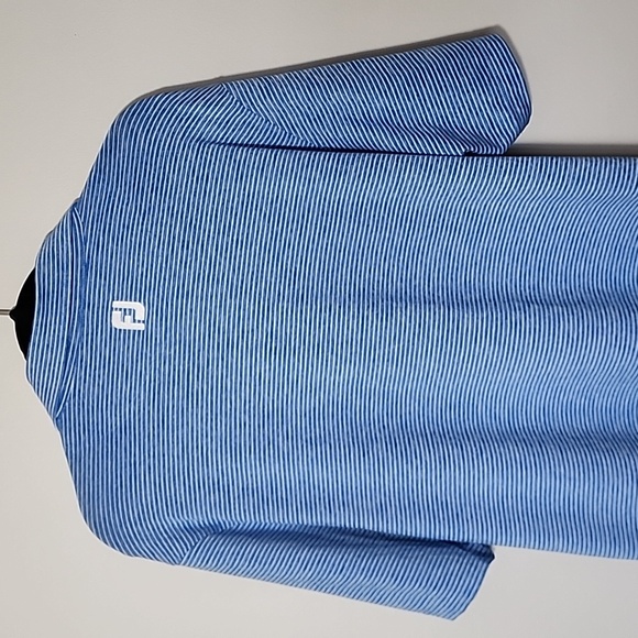 FootJoy FJ Polo Shirt Mens Medium Athletic Fit - Blue/White Stripe - Picture 5 of 5